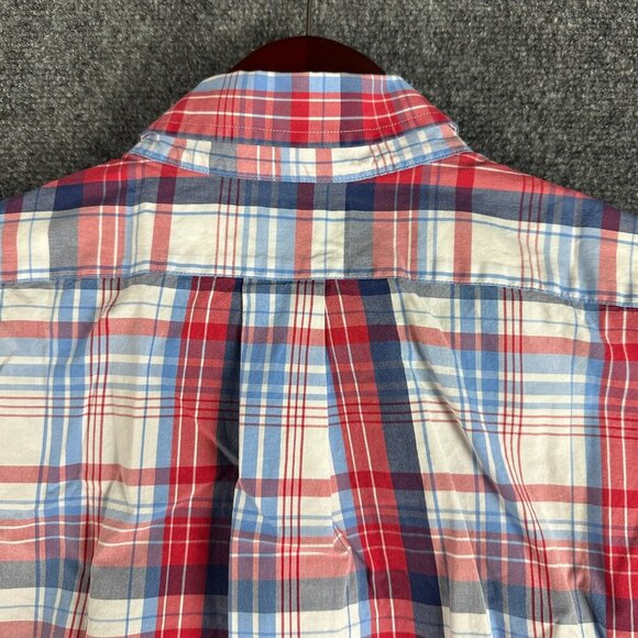 Vineyard Vines Shirt Mens Large Slim Fit Tucker Button Down Red Blue Plaid Cotto - Picture 7 of 7